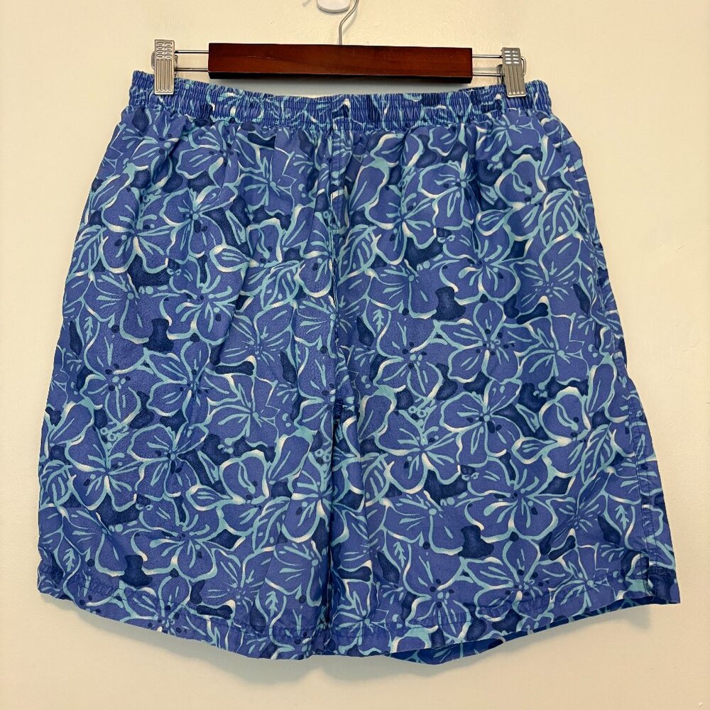 JG Hook Blue Floral Swimtrunks Mens Large Hawaiian